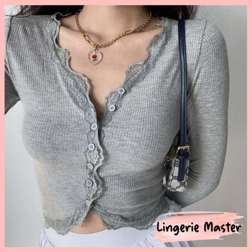 Jual Lingerie Master T Korean Knit Top Blouse Import S M L