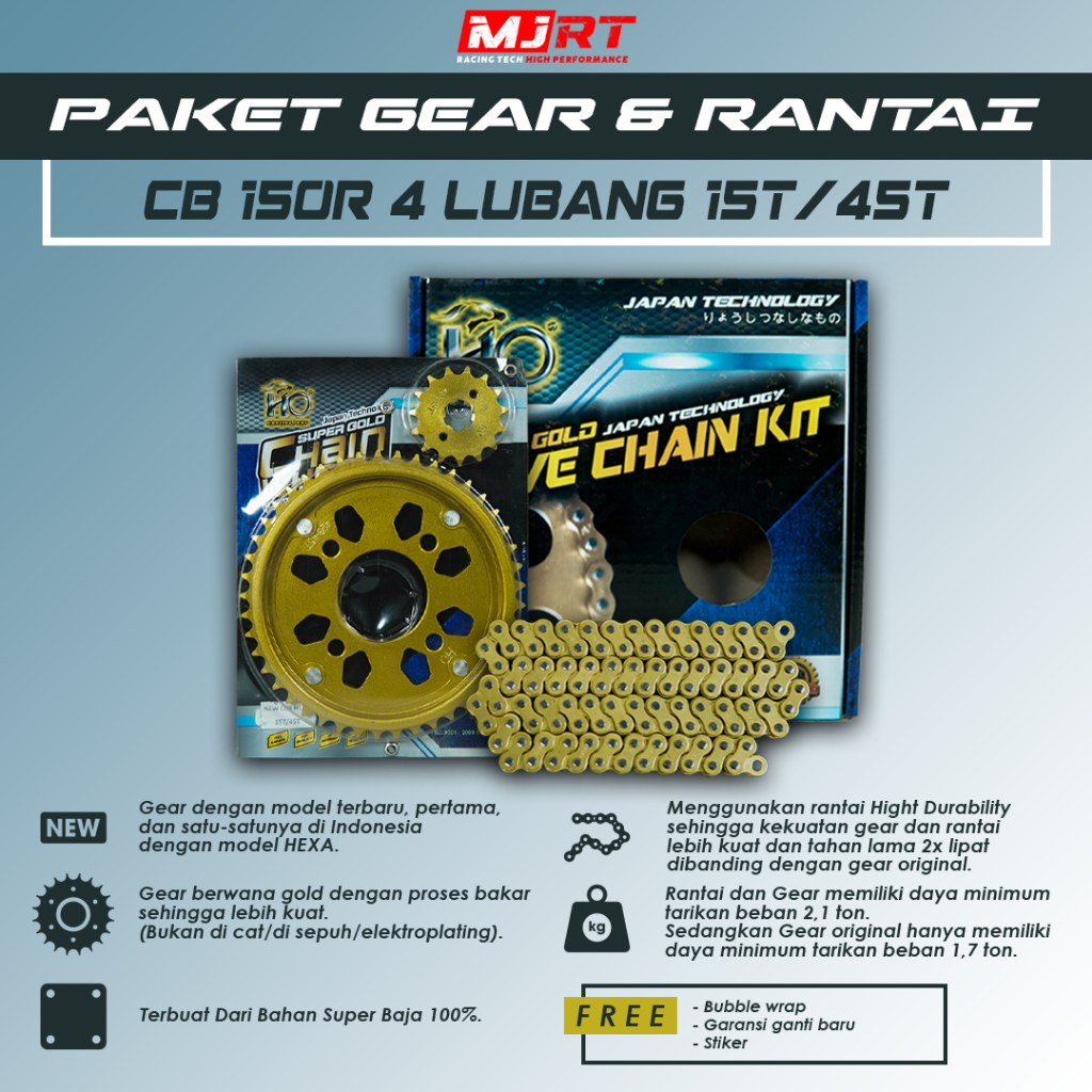 Jual GEAR GIR GEAR SET 428 15T 45T NEW CB 150 R CBR 150 HEXA RACING