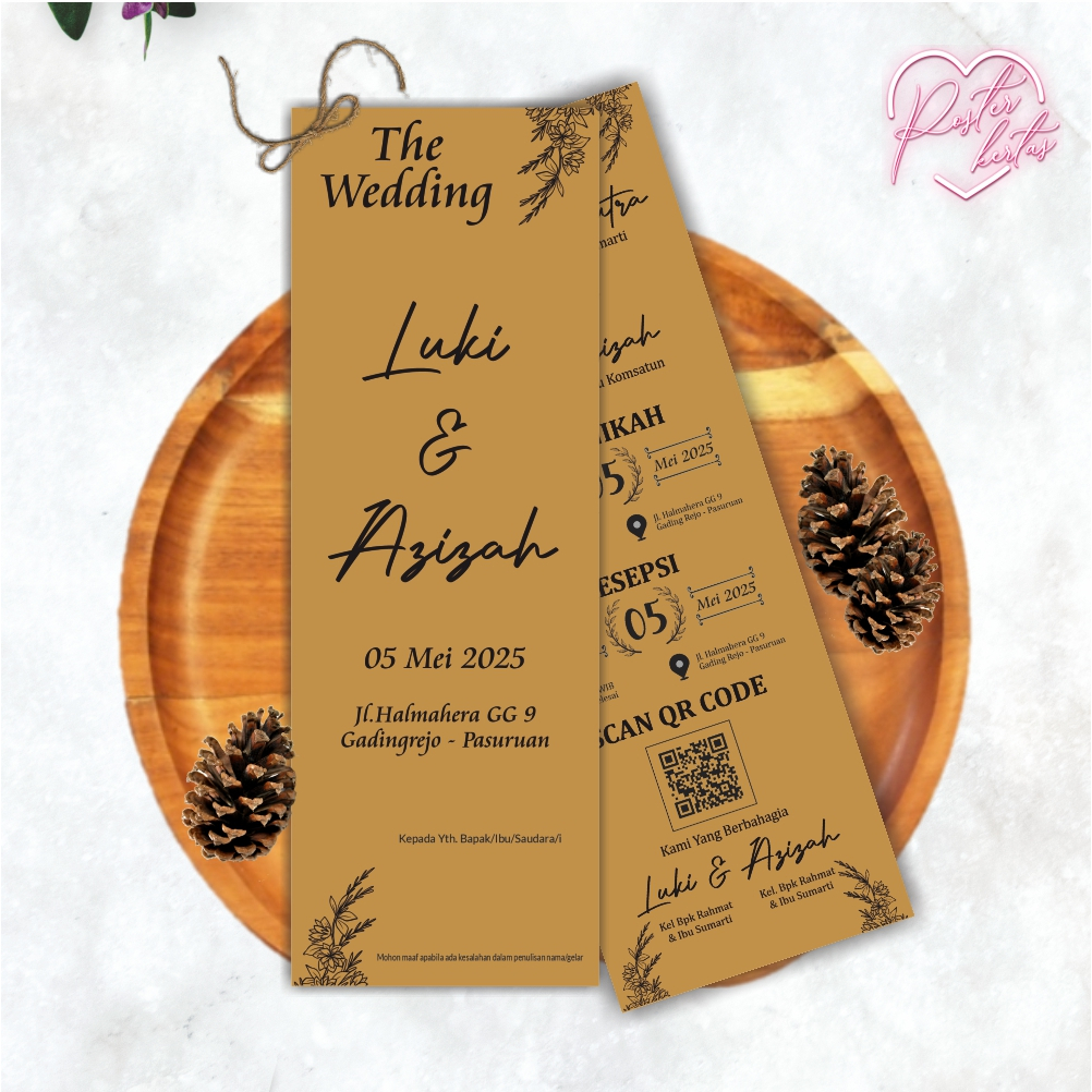 Jual UNDANGAN RUSTIC KRAFT TALI UNDANGAN PERNIKAHAN VINTAGE INVITATION