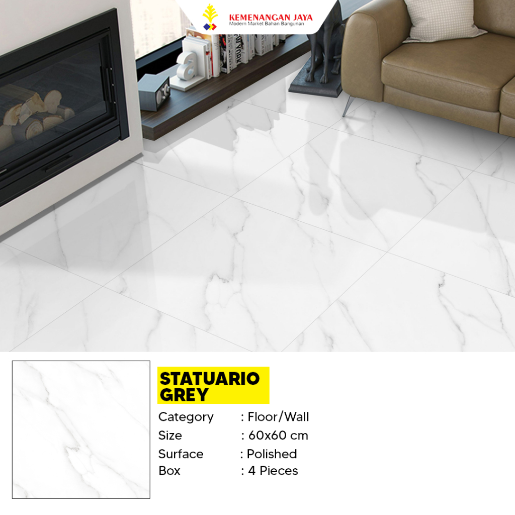 Jual GRANIT LANTAI DINDING ESSENZA STATUARIO GREY 60X60 KW 1