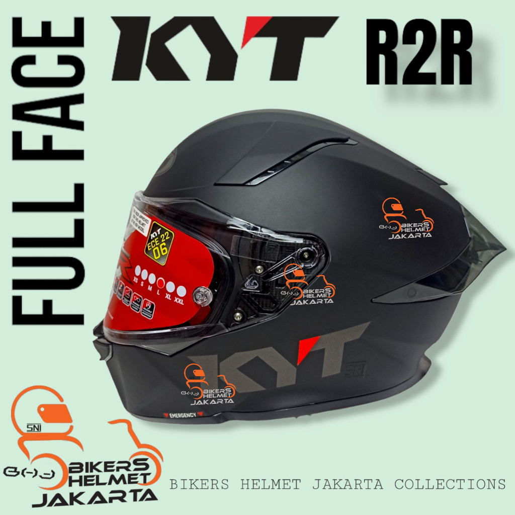 Jual Helm Kyt R R Solid Plain Matt Black Double Visor Full Face