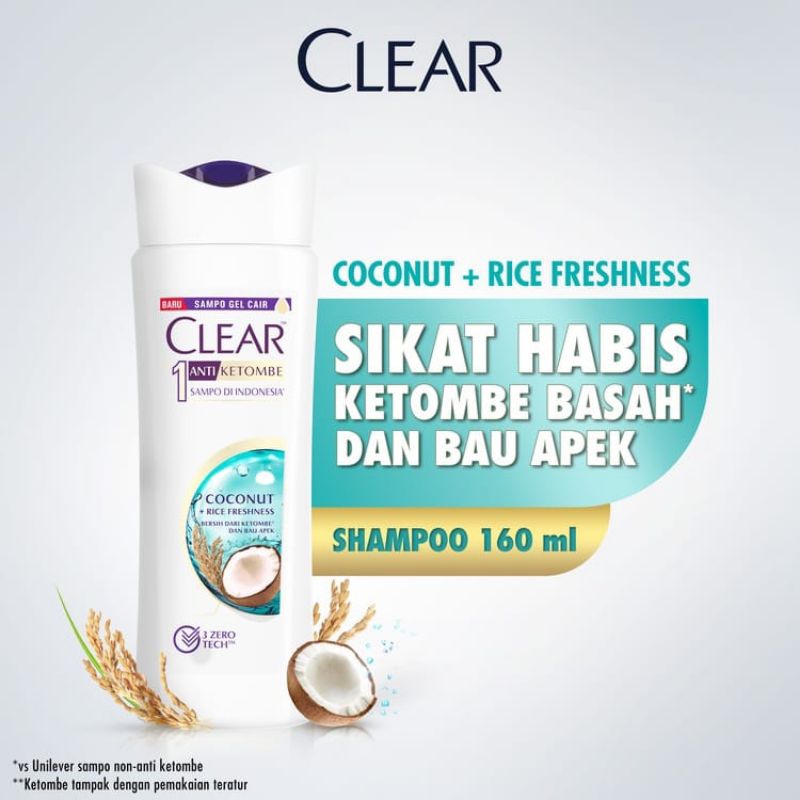 Jual Clear Shampoo Anti Ketombe Coconut Rise Freshness 160mL Shopee