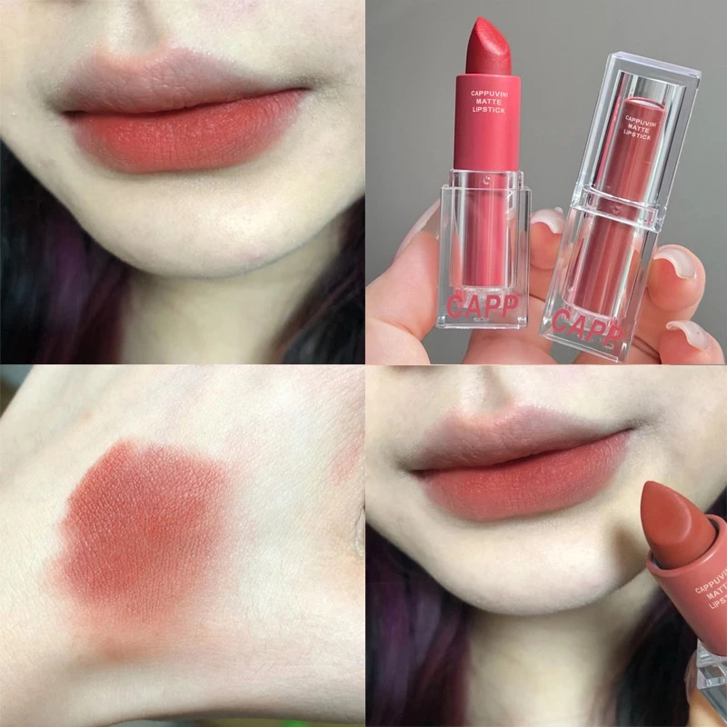 Jual Cappuvini Pink Matte Lipstick Warna Nude Pink Mosturizing