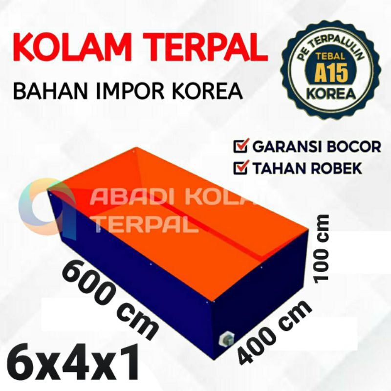 Jual Terpal Kolam Ikan Kotak Ukuran 600x400x100 6x4x1 4x6x1 Bahan A15