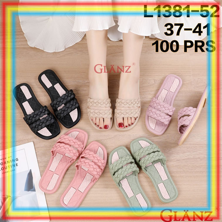 Jual L Sandal Slop Kerut Kepang Dua Wanita Glanz Sendal Selop