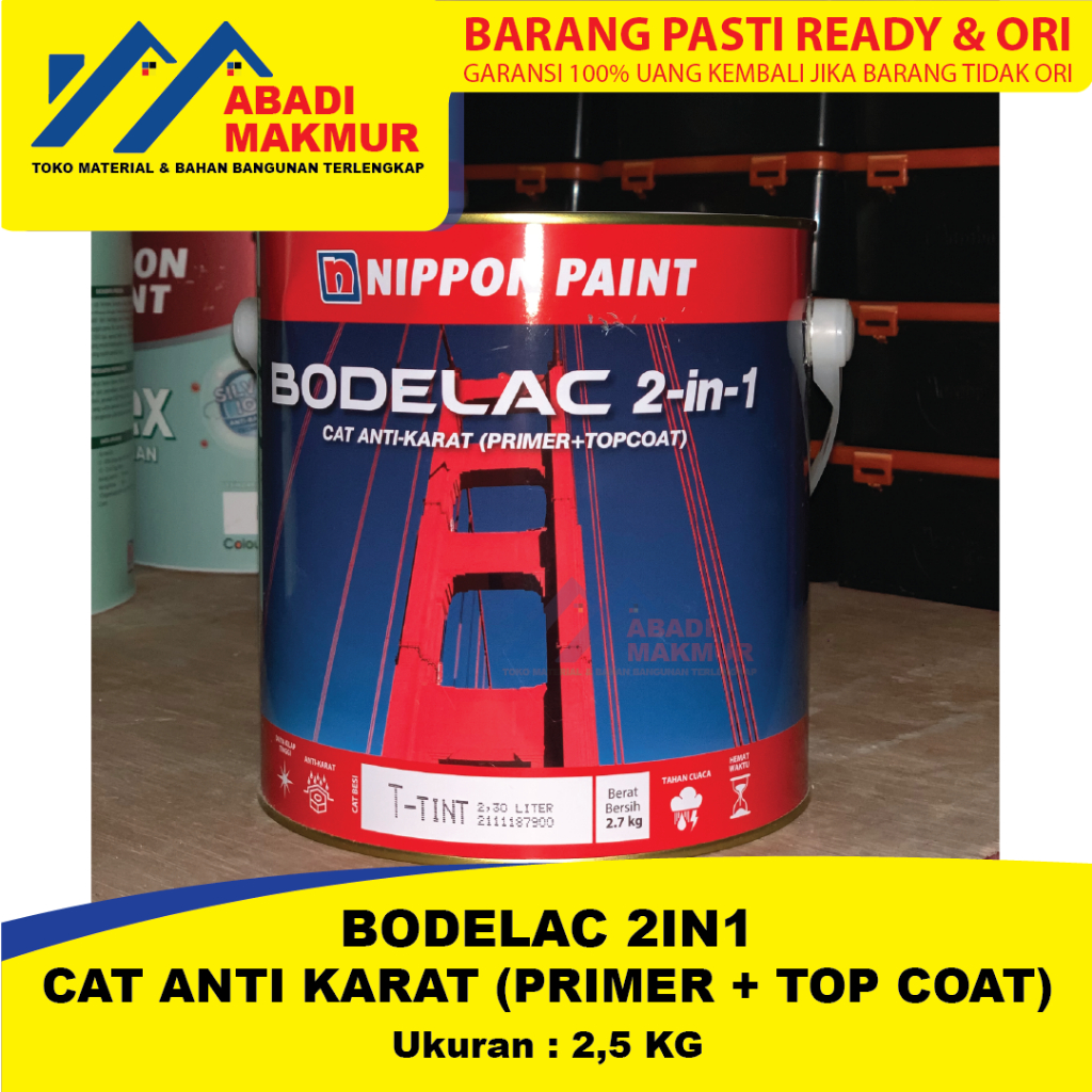 Jual Nippon Bodelac Gloss Cat Minyak Besi Kayu 2IN1 ANTI KARAT 2 5