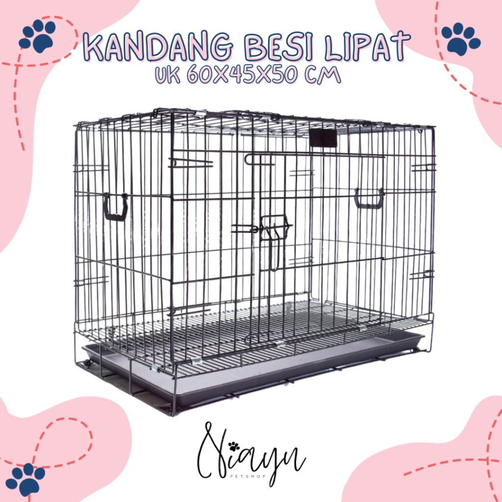 Jual Niayu Kandang Kucing Tingkat Besi Lipat Tebal Size 60x45x50