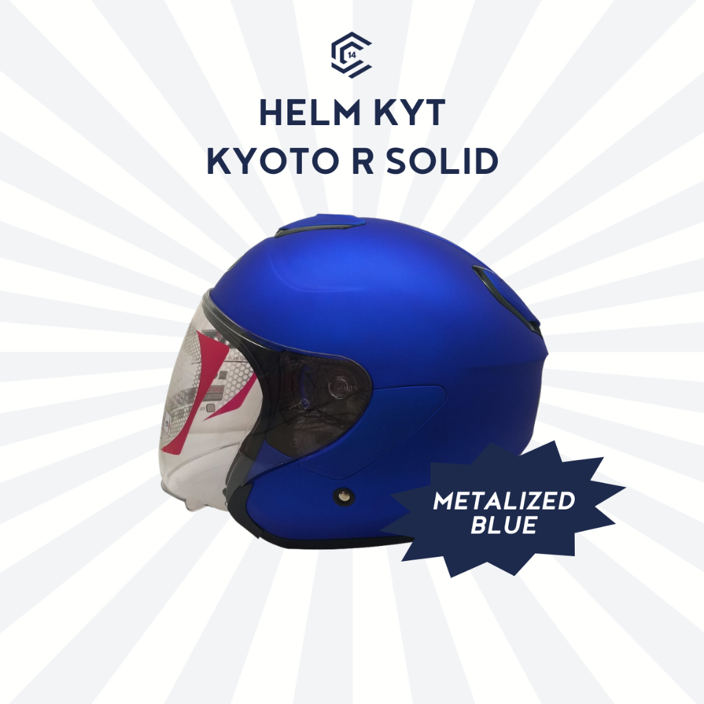 Jual Helm Kyt Kyoto R Solid Helm Half Face Metalized Blue Shopee