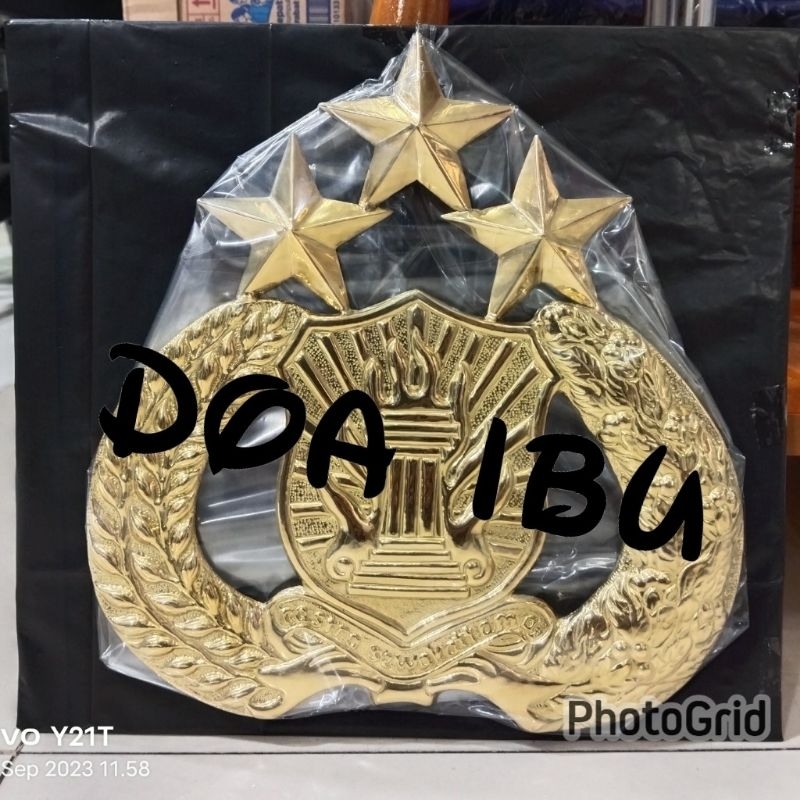 Jual Best Seller Plat Kuningan Logo TRI BRATA POLISI Ukuran 25cm