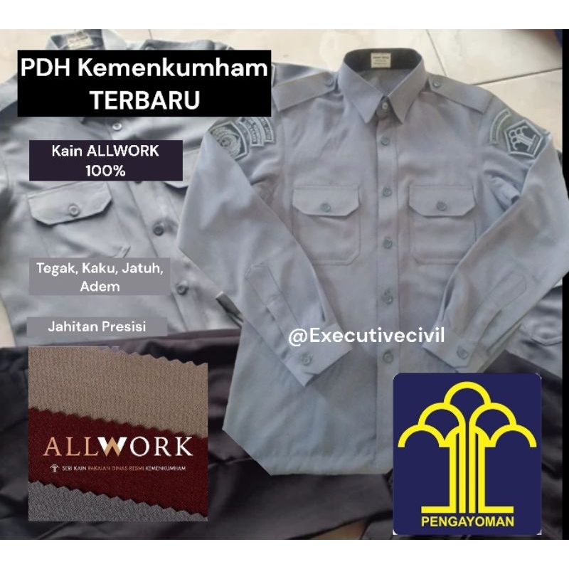 Jual PDH Kemenkumham 2023 ALLWORK Resmi Kemenkumham Kain Allwork 100