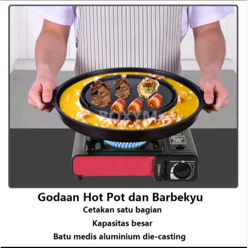 Jual Panggangan BBQ Grill Plate Panci Shabu 2in1 Bulgogi BBQ