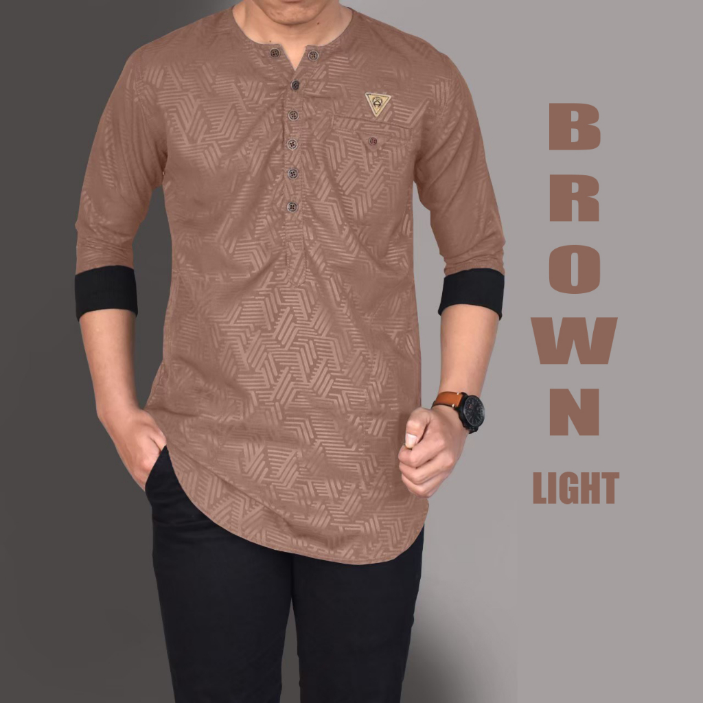 Jual Baju Koko Kurta Embos Lengan Pakai Rib Model Kurta Terbaru Motif