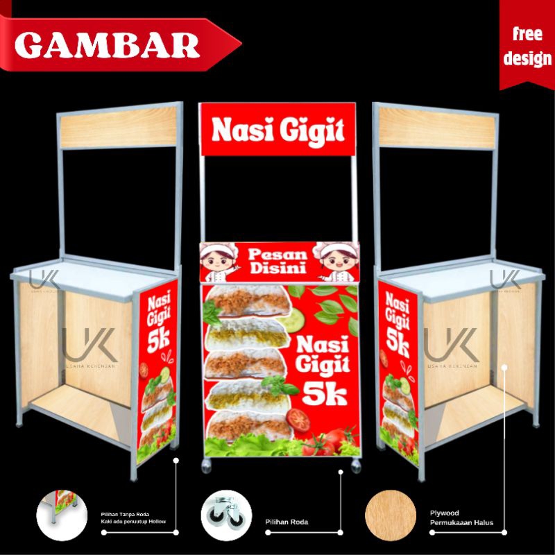 Jual 90x50 BOOTH LIPAT BOOTH PORTABLE MEJA JUALAN GEROBAK LIPAT