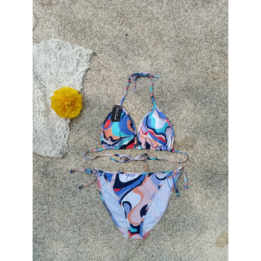 Jual Bikini R Motif Pelangi Bikini Pantai Segitiga Ikat Dengan