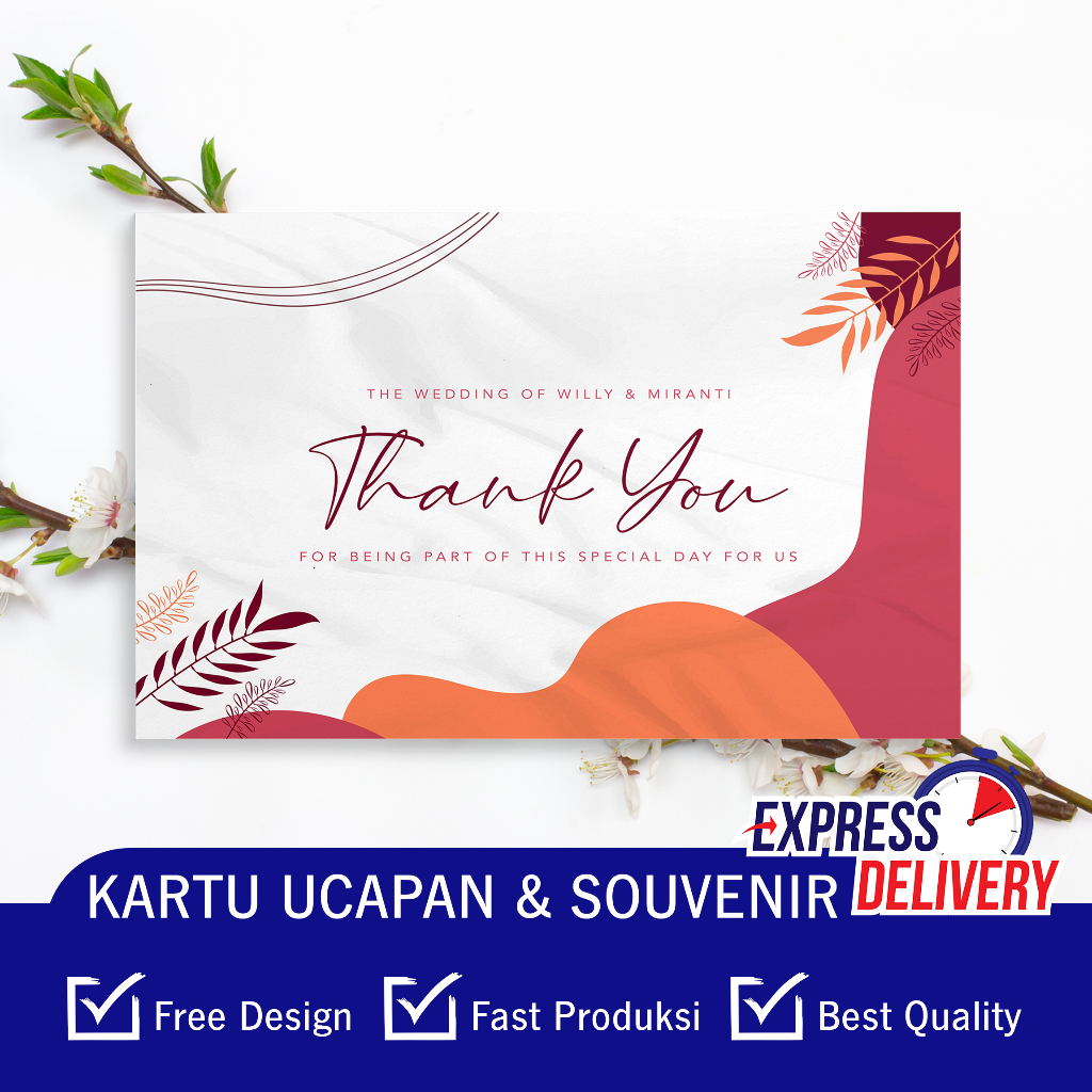 Jual Thank You Card Custom Kartu Ucapan Kartu Souvenir Thankyou