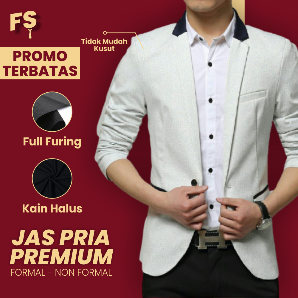 Jual Blazer Jas Korea Nikah Wisuda Pengantin Pria Slim Fit Formal