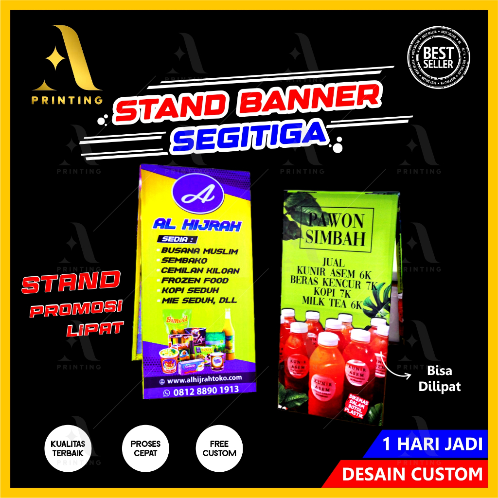 Jual Standing Banner Lipat Segitiga Papan Promosi Lipat Shopee