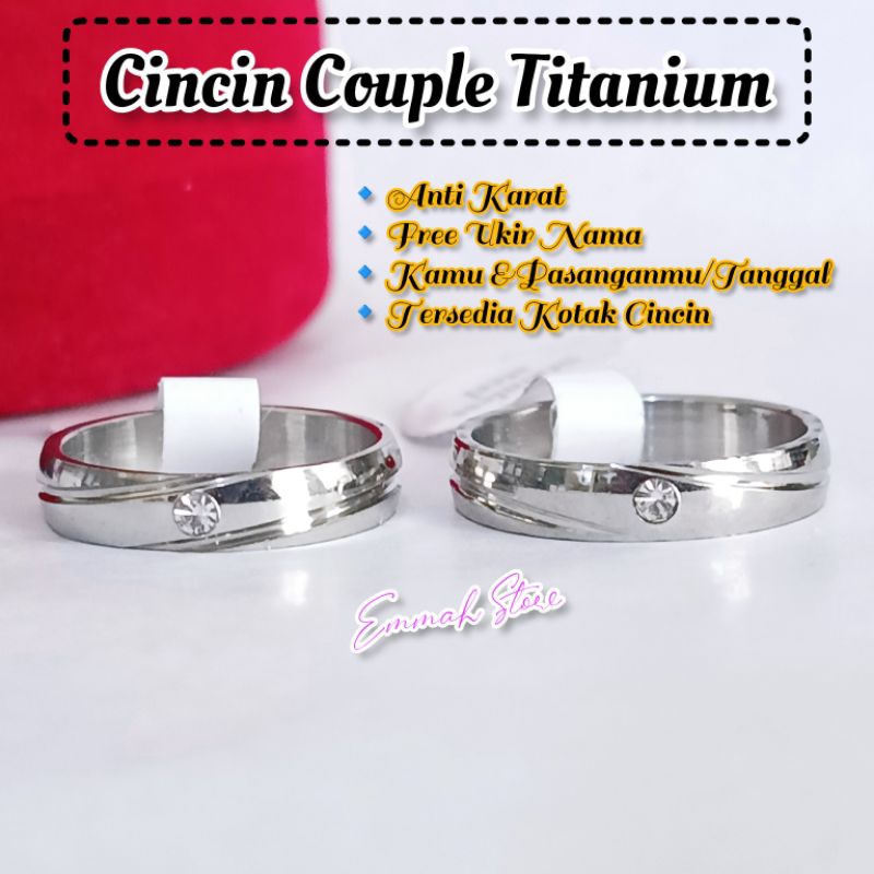 Jual Cod Cincin Couple Titanium Free Ukir Nama Anti Karat Cicin