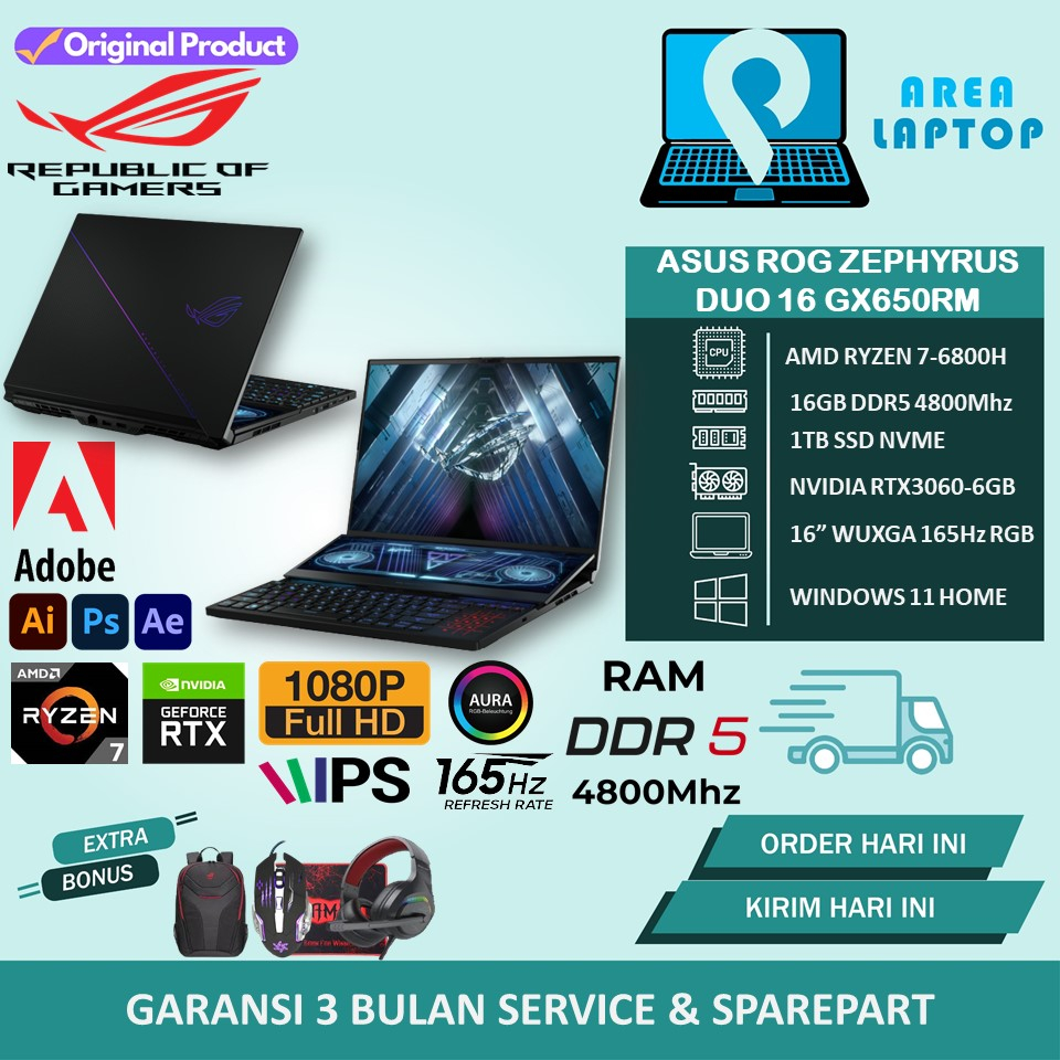 Jual Laptop Gaming Asus Rog Zephyrus Duo Gx Rm Ryzen H Gb