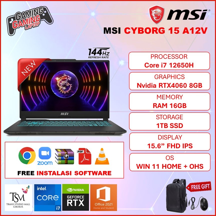 Jual Laptop Gaming Msi Cyborg A V Intel I H Rtx Gb Gb