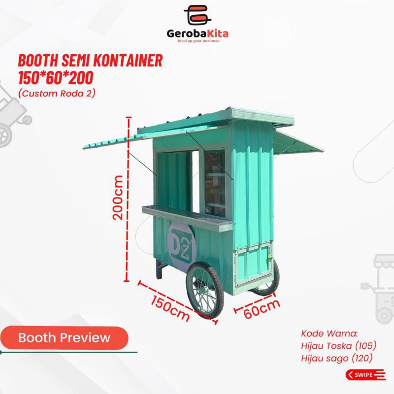 Jual Booth Semi Kontainer Roda 2 Gerobak Dorong Murah Shopee Indonesia