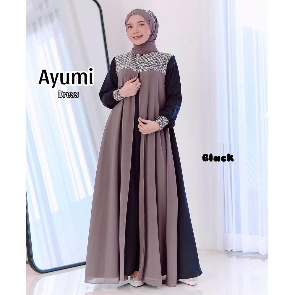 Jual Vallina Outfit Ayumi Dress Gamis Maxy Wanita Muslim Ceruty