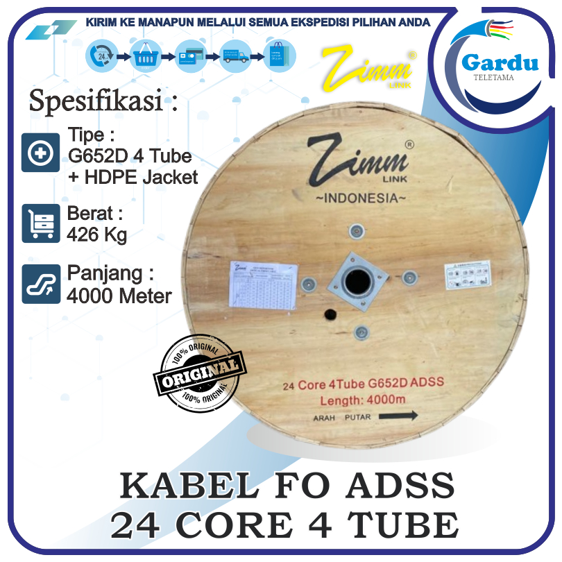 Jual Kabel Adss Fiber Optic Core Tube Merk Zimmlink Panjang