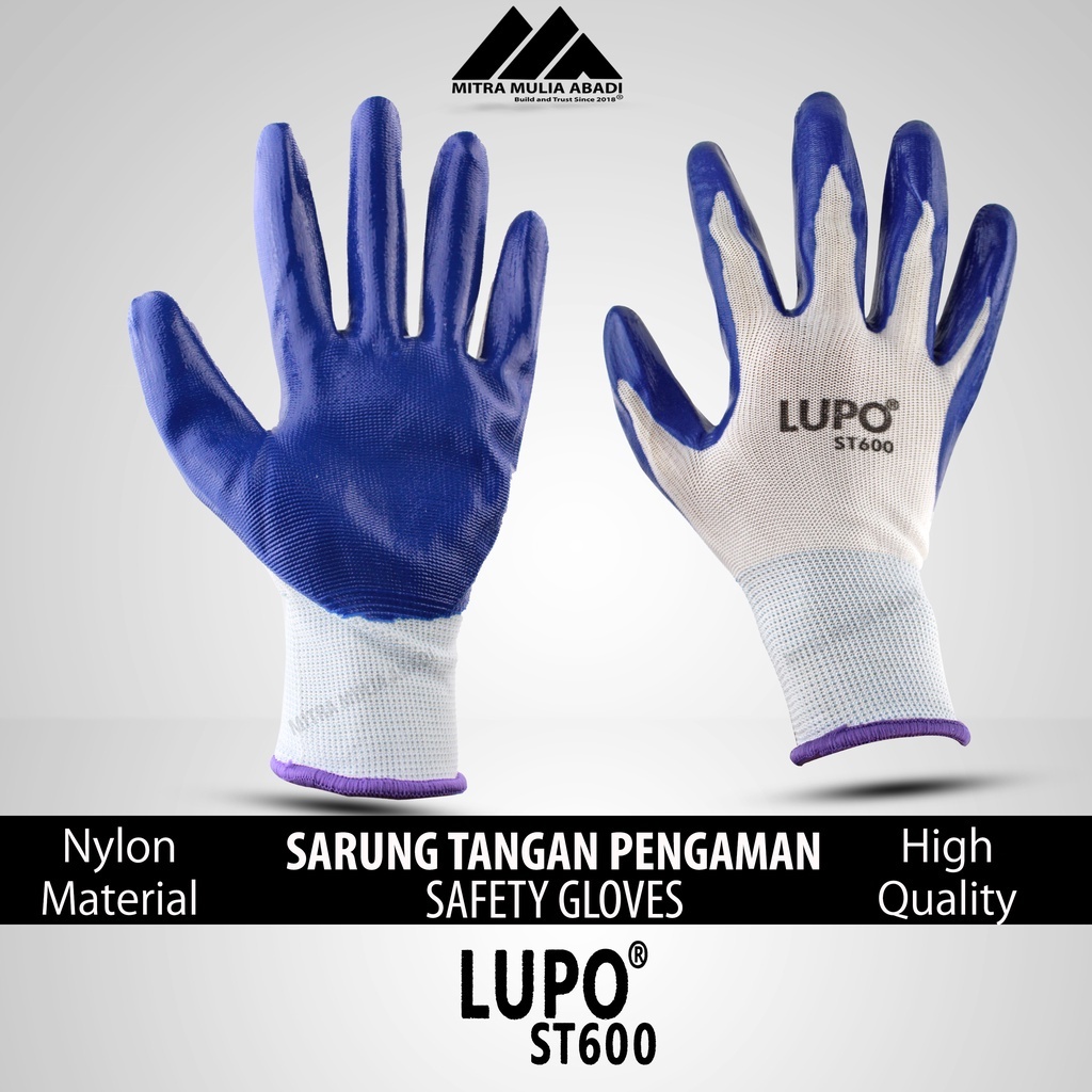 Jual Sarung Tangan Lupo Nylon Latex Palm Fit Anti Slip Guntero Kaca