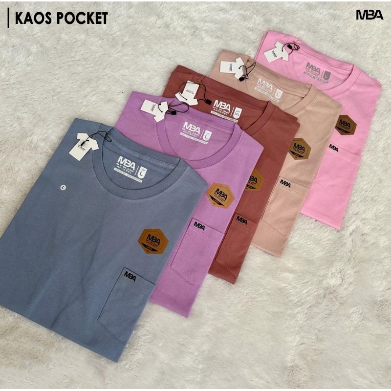 Jual MBA Kaos Saku Pocket Pria Basic Tshirt Lengan Pendek Unisex Cotton