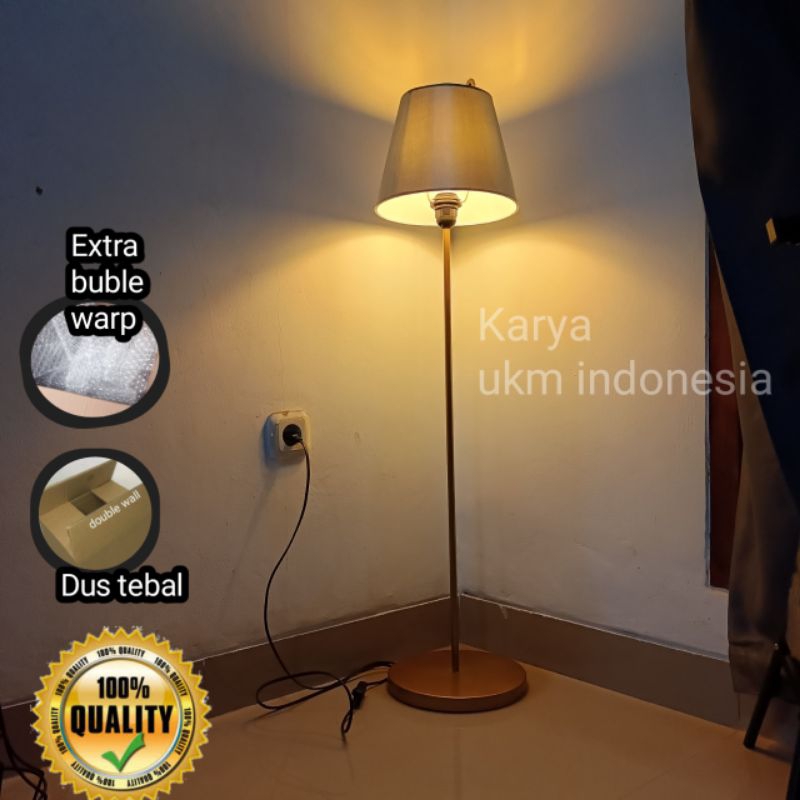 Jual Lampu Lantai Standing Dekorasi Minimalis Kap Warna Abu Abu Tinggi