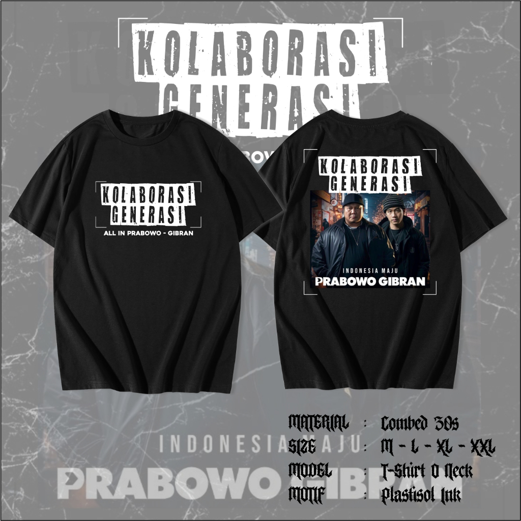 Jual Kaos Prabowo Kolaborasi Generasi Kaos Prabowo Gibran Kaos