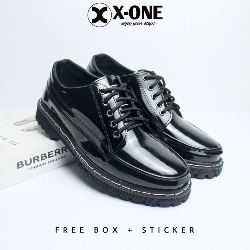 Jual X ONE Sepatu Formal Docmart Pria Jossie Docmart Hitam Glossy