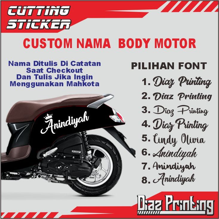 Jual STIKER CUSTOM NAMA BODY SCOOPY Shopee Indonesia