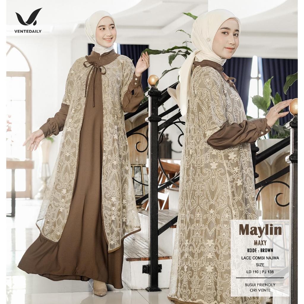 Jual Vente Daily Maylin Maxy Dress Wanita Muslim Kekinian Jumbo Lace