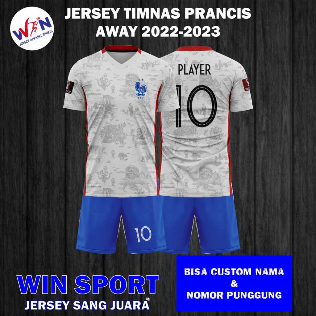 Jual Jersey Sepak Bola TIMNAS PRANCIS AWAY 2022 2023 Setelan Baju