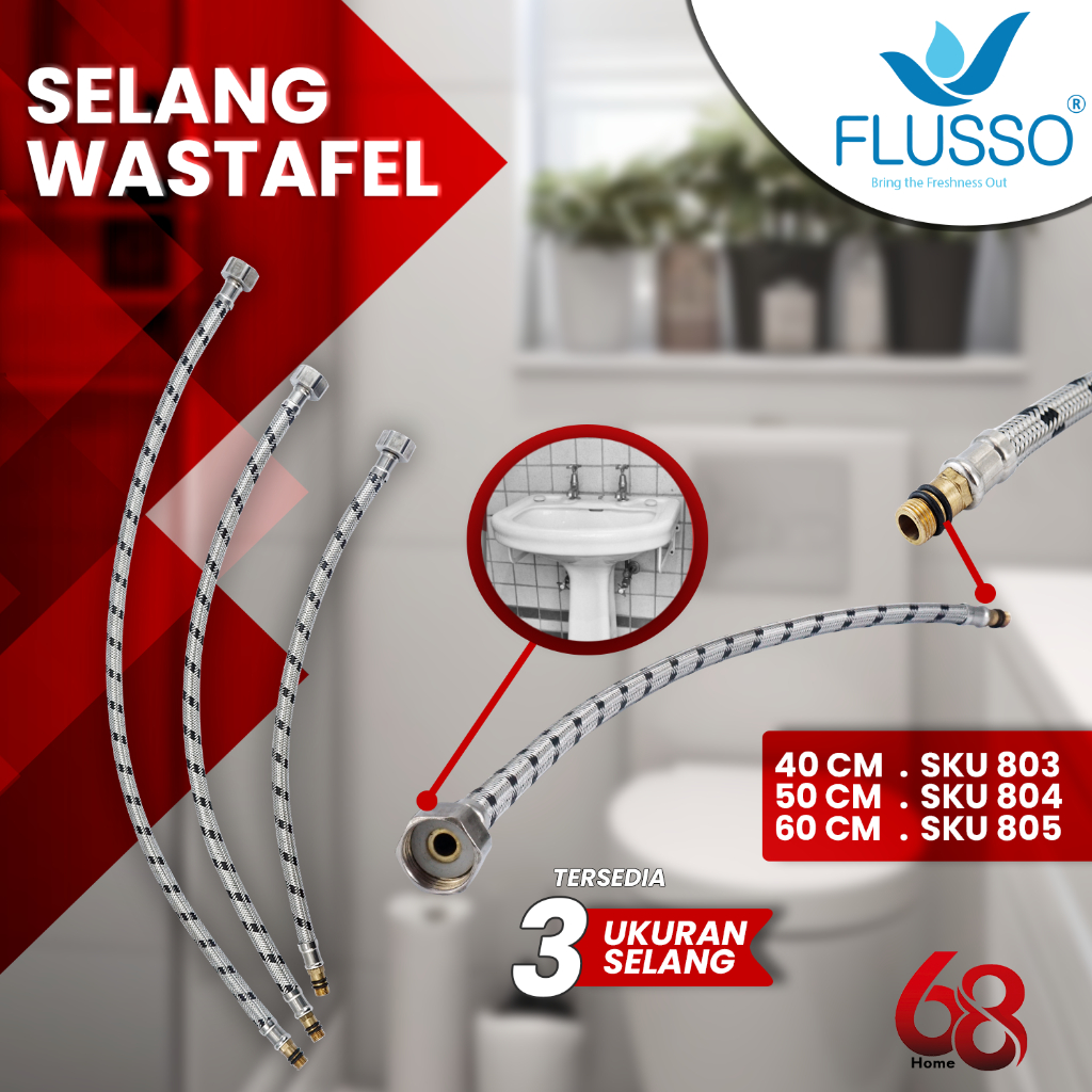 Jual SELANG WASTAFEL PANAS DINGIN FLUSSO Selang WC Toilet Kamar Mandi