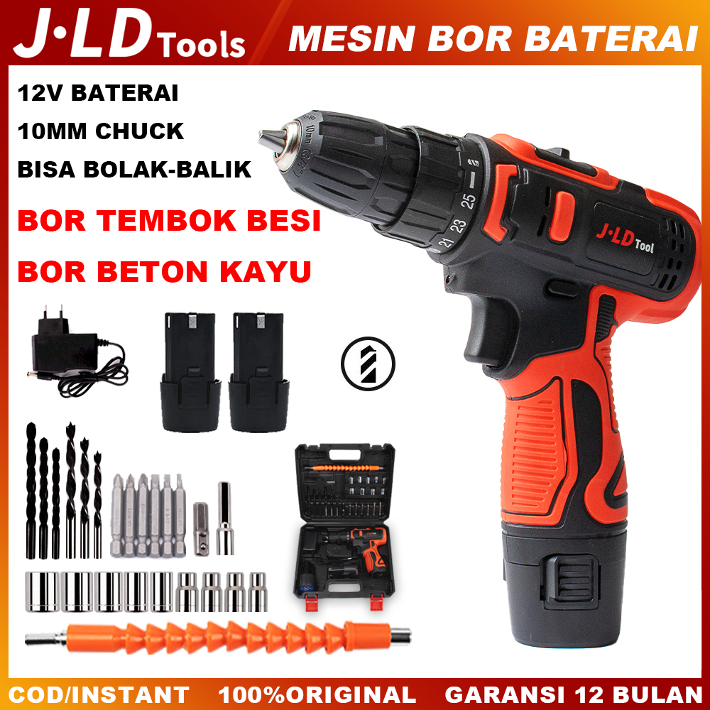 Jual JLD 12V Mesin Bor Cordless Baterai Bor Listrik Bor Cas Murah 10mm