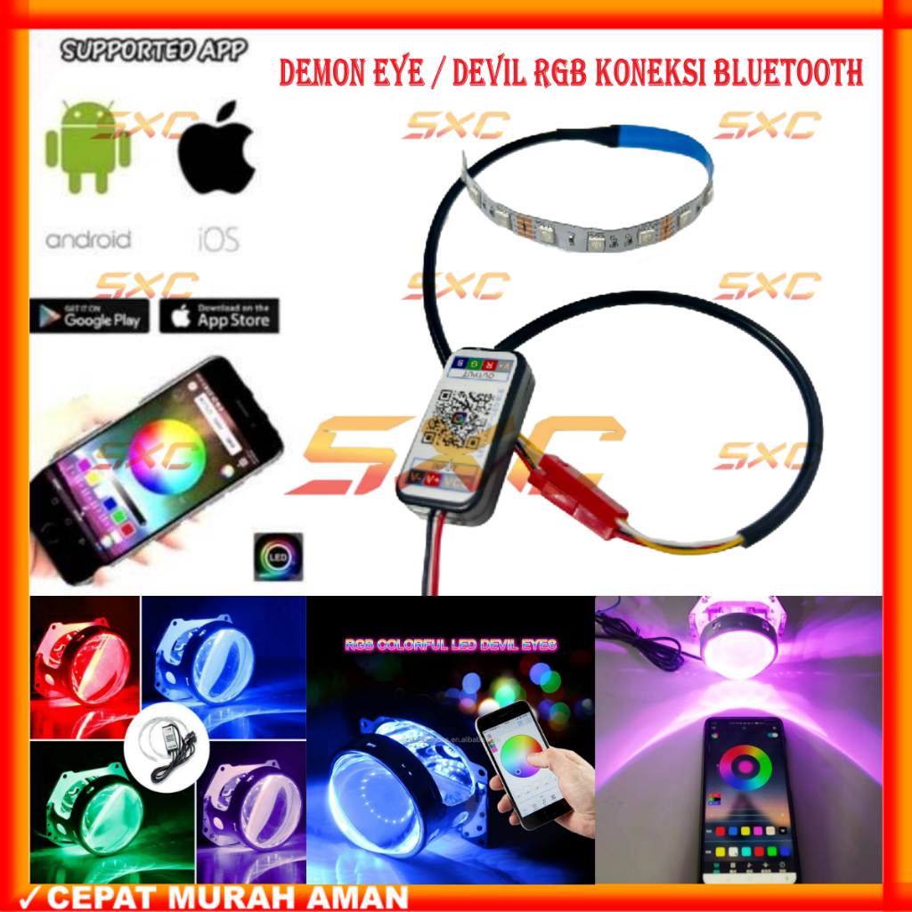 Jual Lampu Alis Demon Devil Eye Rgb Koneksi Bluetooth Projie Biled