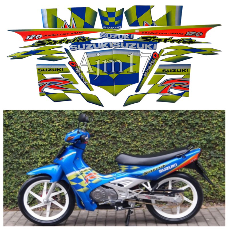 Jual SL01 STIKER STRIPING SATRIA KOTAK LUMBA BIRU KENNY ROBERTS