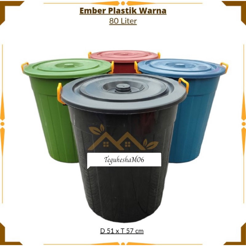 Jual LarisEMBER AIR PLASTIK TUTUP 80 LITER WARNA EMBER PLASTIK