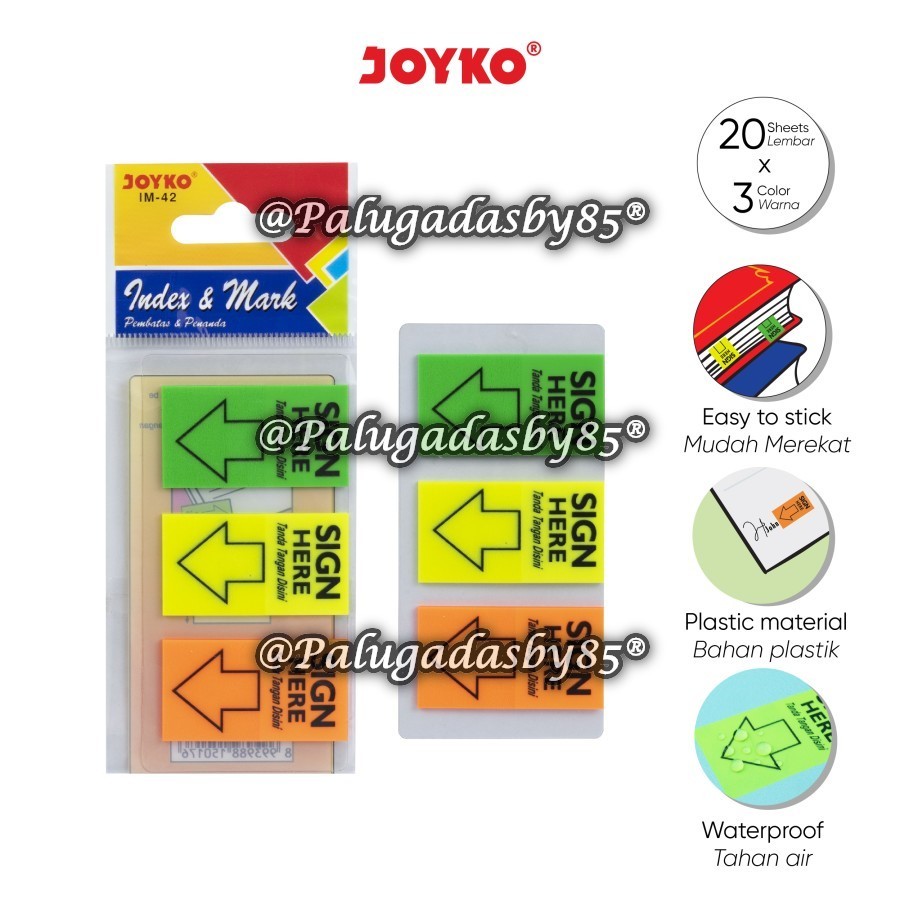 Jual Set Grosir Pembatas Memo Joyko Im Plastik Sign Here Warna