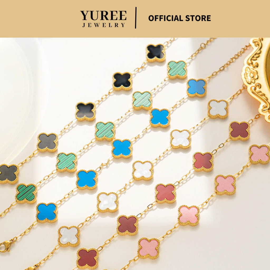 Jual Yuree Jane Bracelet K Gold Plated Perhiasan Gelang Clover