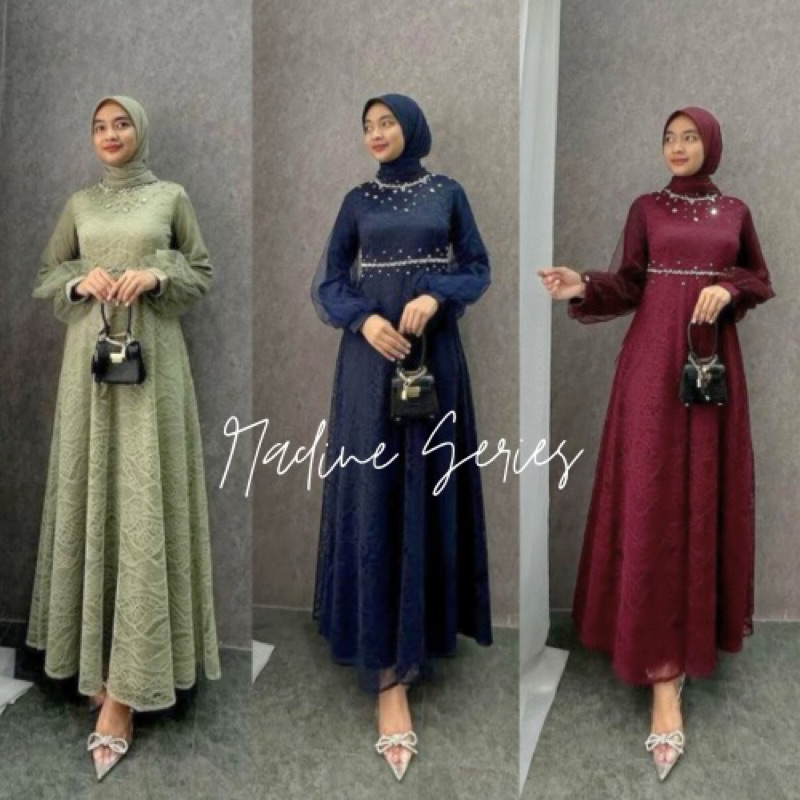 Jual BONNUS HIJAB Dress Exclusive Kondangan Terbaru Spesial Lebaran