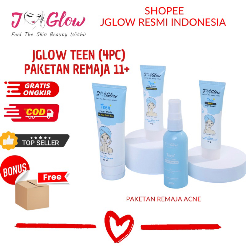 Jual JGLOW TEEN SKINCARE KULIT NORMAL JERAWAT 4PC Shopee Indonesia