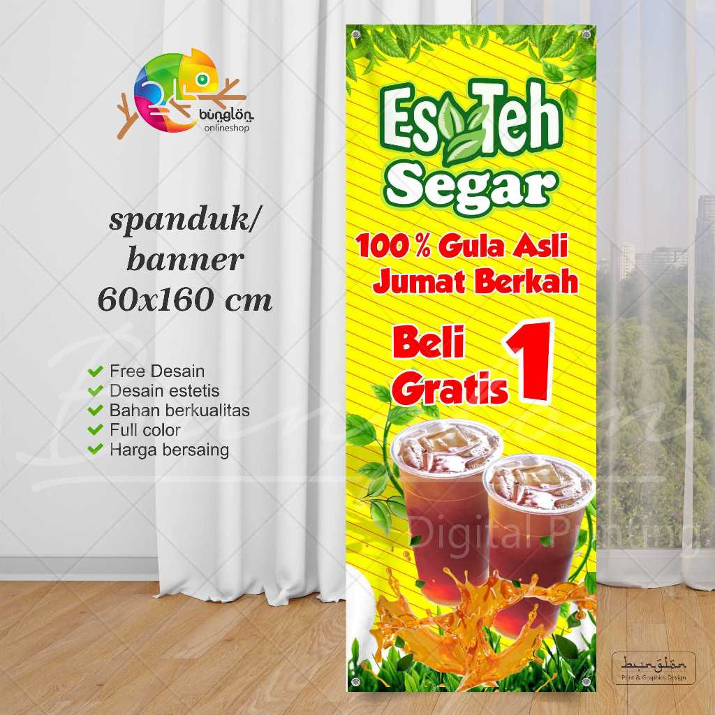 Jual Spanduk Banner Es Teh Segar Model Hijau Daun Shopee Indonesia