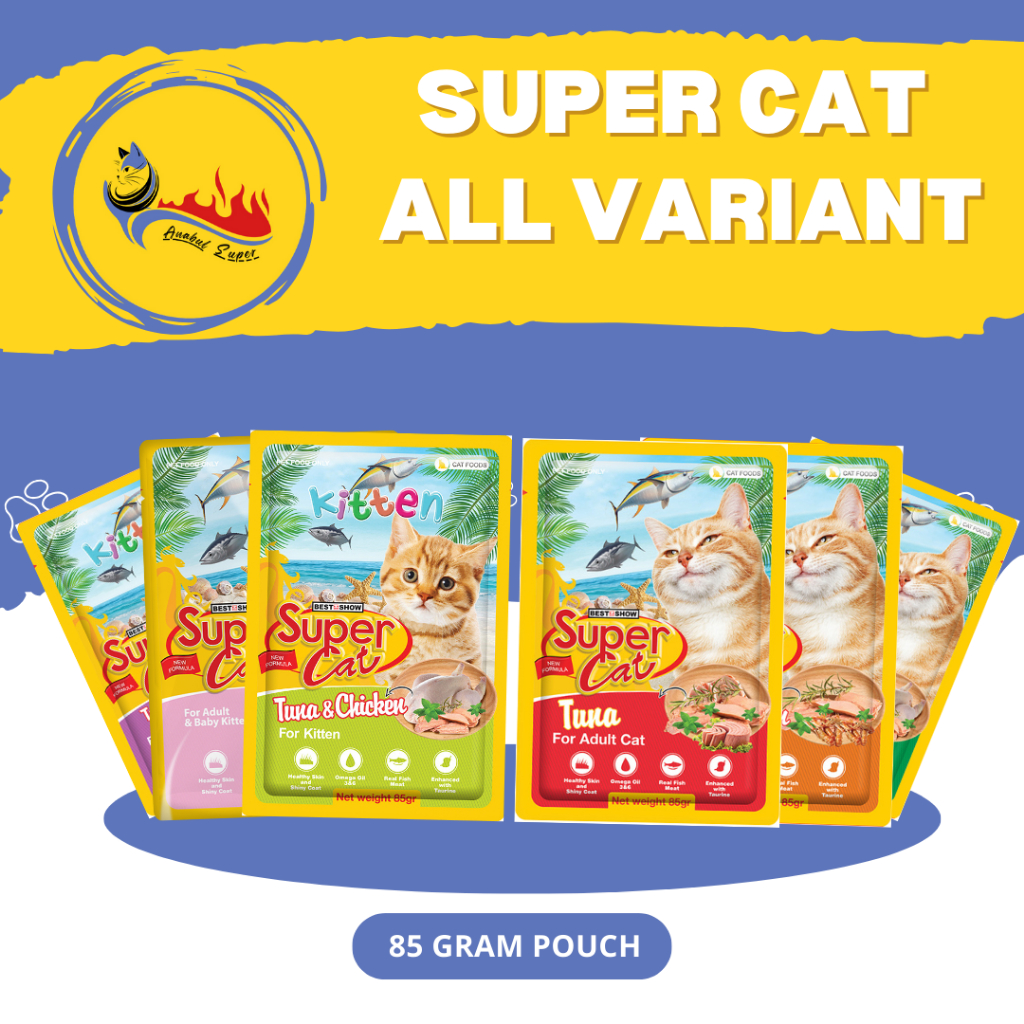 Jual Super Cat Pouch Makanan Basah Kucing Adult Dan Kitten 85 Gram Best