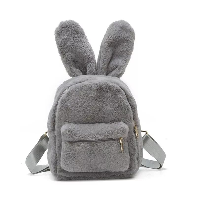 Jual Tas Ransel Bulu Halus Wanita Bestie Rabbit Telinga Kucing Tas Lucu