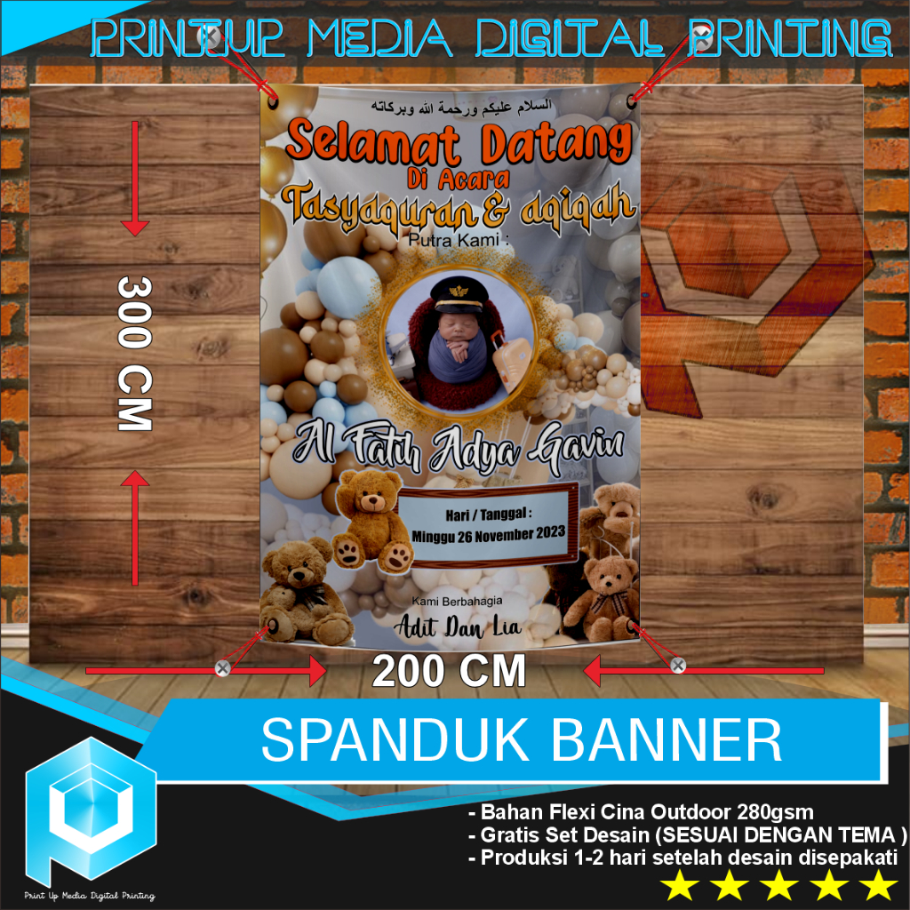 Jual Cetak Spanduk Banner Baliho Aqiqah Syukuran Free Desain Custom