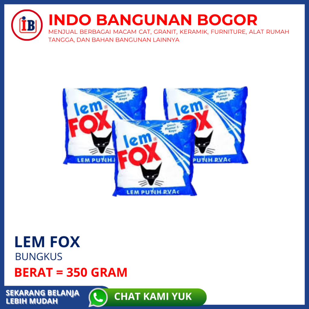 Jual LEM FOX PUTIH PVAc BUNGKUS BIRU 350 GRAM DAN 600 GRAM Shopee