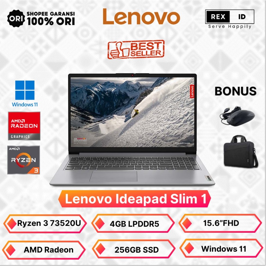 Jual Lenovo Idepad Slim 1 15 AMD Ryzen 3 7320U 4GB 256GB 15 6FHD